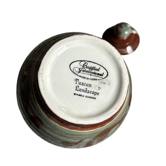 Pamala Gladding Certified International Tuscan Landscape Oil Jar Pitcher & Lid - Picture 6 of 6